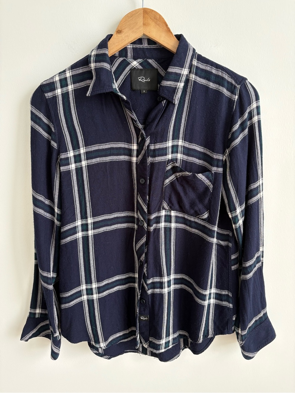 Rails Hunter Plaid Shirt Midnight Forest White Button Down S